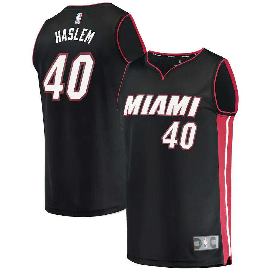 Men Miami Heat 40 Udonis Haslem Fanatics Branded Black Fast Break Replica Player NBA Jersey